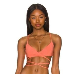 L*Space Kristen Bikini Top Wrap Around Coral Size Large NWT